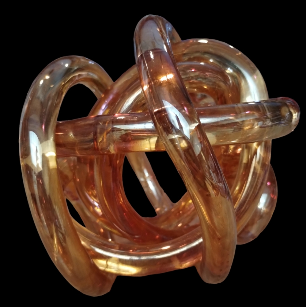Twisted Robe Abstract Amber Glass Knot Sculpture